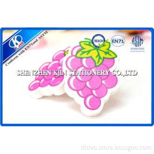 Hot Transfer Printing Purple Grape Fruit Shaped Kids Eraser